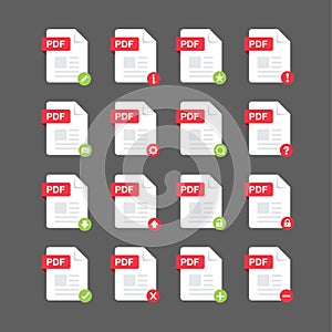 Flat design with PDF files icon set ,symbol set, vector design element illustration