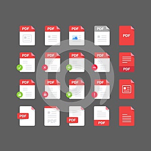 Flat design with PDF files icon set ,symbol set, vector design element illustration