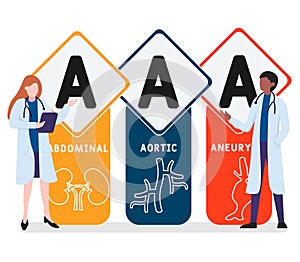 Flat design with people. AAA - Abdominal Aortic Aneurysm, medical concept.