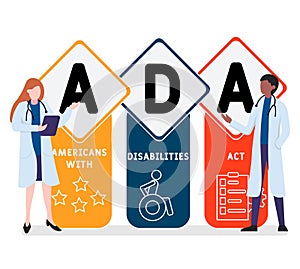 Flat design with people. ADA -  Americans with Disabilities Act, medical concept.