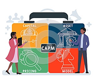 Flat design with people. CAPM - capital asset pricing model   acronym.