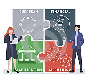 Flat design with people. EFSM - european financial stabilisation mechanism acronym.