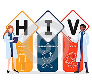 Flat design with people. HIV  - Human Immunodeficiency Virus, medical concept.