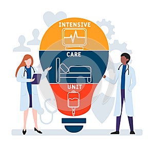 Flat design with people. ICU - Intensive Care Unit, medical concept.