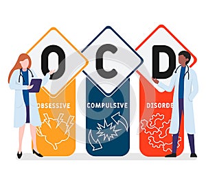 Flat design with people. OCD - Obsessive Compulsive Disorder, medical concept.
