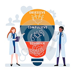 Flat design with people. OCD - Obsessive Compulsive Disorder, medical concept.