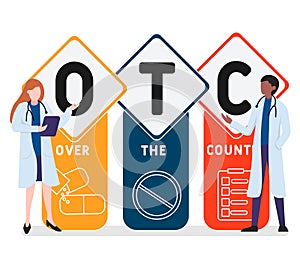 Flat design with people. OTC - Over The Counter, medical concept.