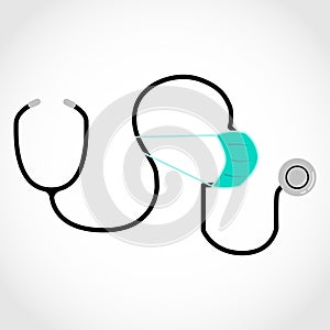 Flat design people shape of Stethoscope Medical