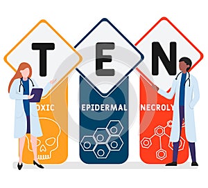Flat design with people. TEN - Toxic Epidermal Necrolysis acronym, medical concept.