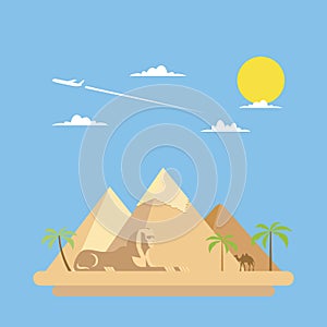 Flat design of pyramids Giza