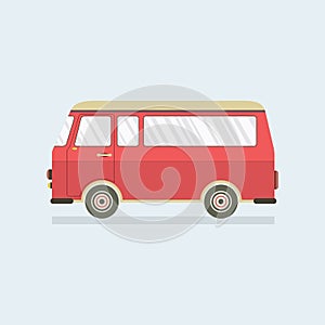 Flat Design Red Van.