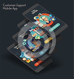 Flat design responsive UI mobile app with 3d mockups