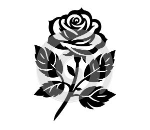 Flat design rose silhouette, eps 10