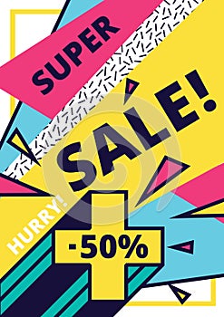 Flat design sale website banner template