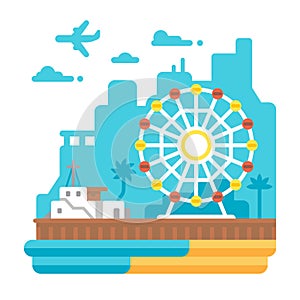 Flat design Santa Monica Pier photo