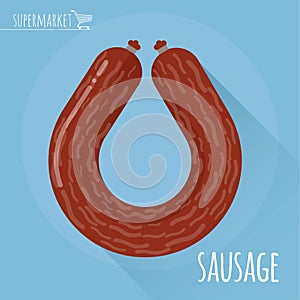 Flat design sausage vector icon
