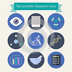 Flat design scientific research icons