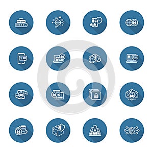 Flat Design Security and Protection Icons Set.