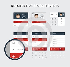 Flat design set ui kit for web