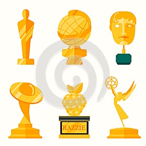 Flat design of set vector award success and