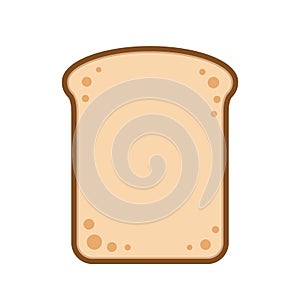 Flat design single bread slice icon for food design on white, stock vector illustration