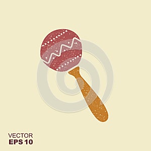 Maraca icon vector illustration with scuffed effect in a separate layer