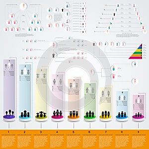 Flat design of social infographics birthrate pension and other life cycle photo