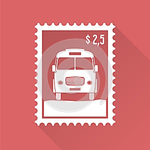 Flat design stamp with bus