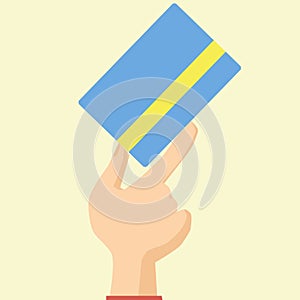 Flat Design Style Icon Hand Holds Credit Card