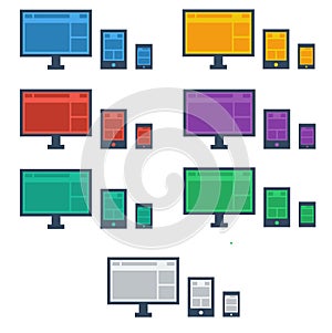 Flat Design style Responsive device icons