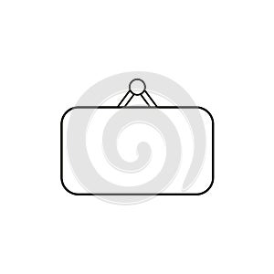 Flat design style vector of blank hanging sign symbol icon on white. Black outlines