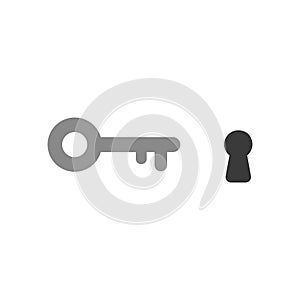 Flat design style vector concept of key icon with keyhole on white