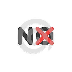 Flat design style vector concept of no text with x mark icon on