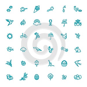 Flat Design Style. vector set of outline icons spring. Springtime