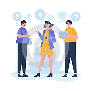 Flat design teamwork business discussion