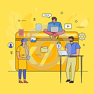 Flat design teamwork business