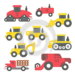 Flat design tractors set