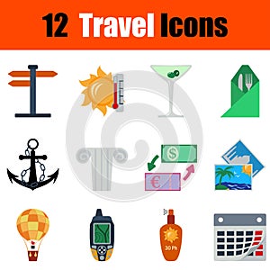 Flat design travel icon set