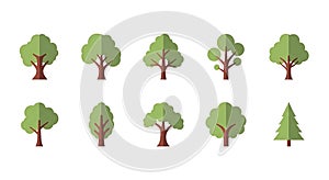 Flat Design Tree Icons Set