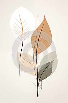 Flat Design Tropical Leaf , illustration minimal boho art. Beautiful graphics, abstract leaves, natural and minimalist