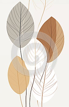 Flat Design Tropical Leaf , illustration minimal boho art. Beautiful graphics, abstract leaves, natural and minimalist