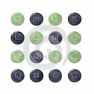 Flat Design UI Button Set with Document Symbols