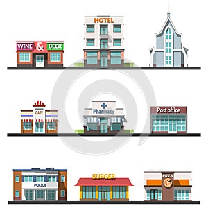 Flat design urban landscape vector illustration