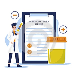 Flat design of urine test for medical and healthcare