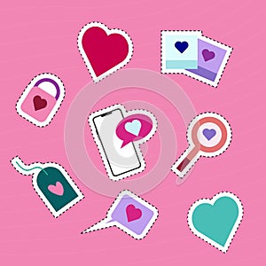 Flat design valentine icon with pink background