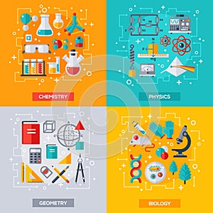 Flat design vector concepts, education and science