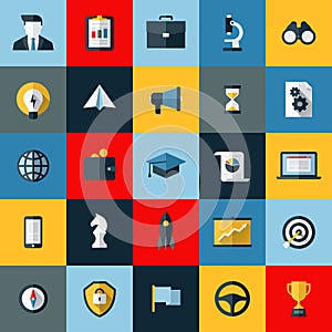 Flat design vector icons set of SEO elements