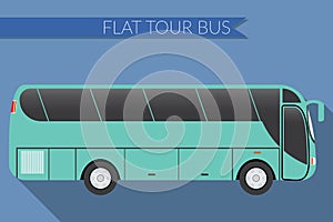 Flat design vector illustration city Transportation, Bus, intercity, long distance tourist coach bus, side view