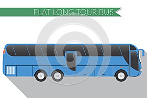 Flat design vector illustration city Transportation, Bus, intercity, long distance tourist coach bus, side view