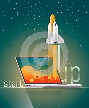 Flat design vector illustration concept of new business project. Start Up. Launch a new product